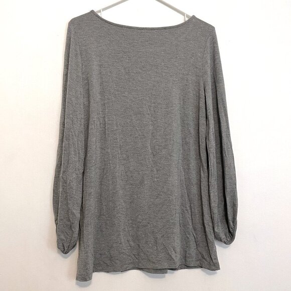 ANN TAYLOR Factory Heather Gray 3/4 Sleeve Puff Sleeve Balloon Sleeve Blouse Top - Picture 9 of 11